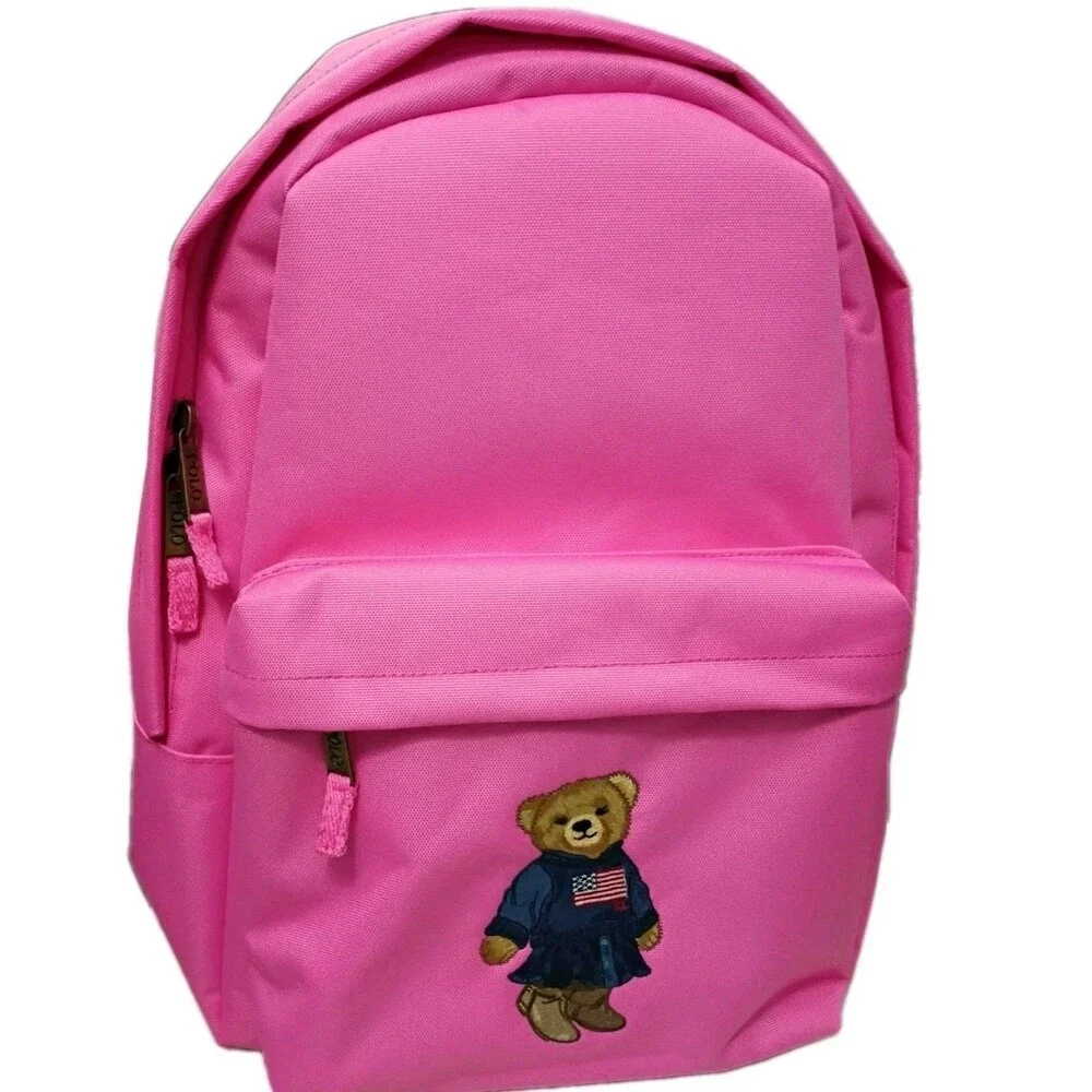 Polo Ralph Lauren Polo Bear Embroidered Bag Pink Laptop Backpack